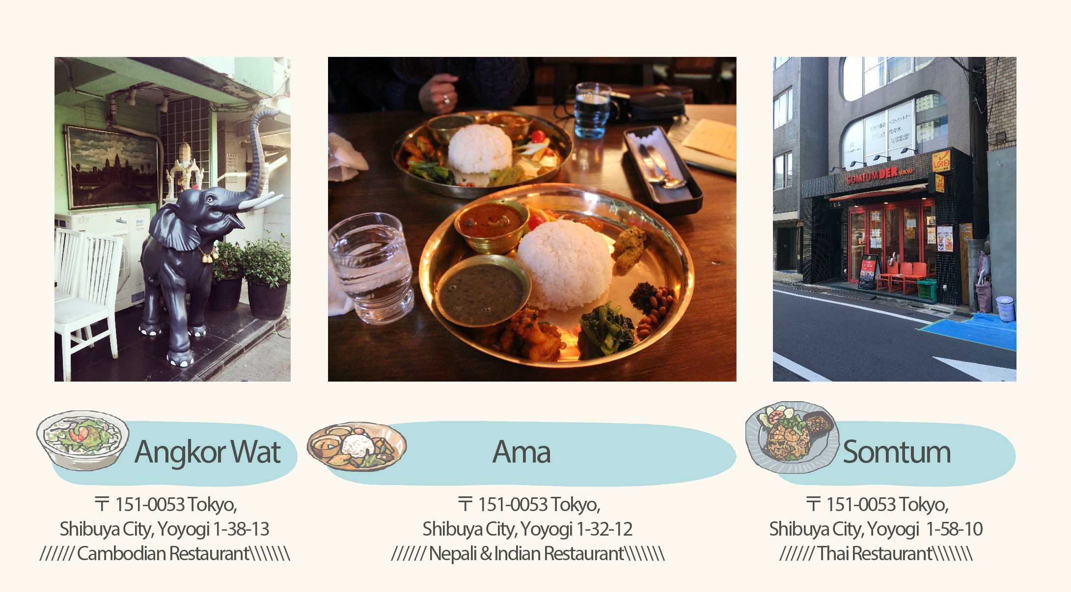 Ethnic restaurants in Yoyogi